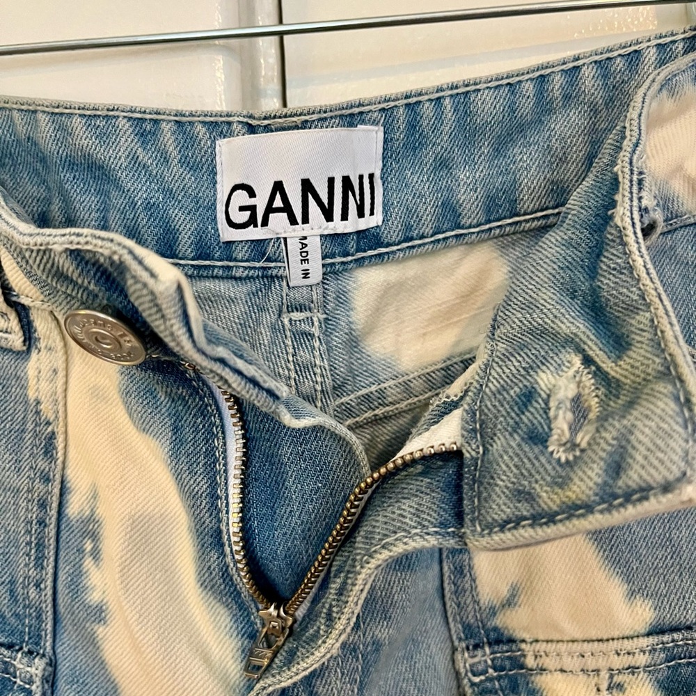 Ganni Tie Dye Carpenter Cargo Denim Jean Shorts  Size 25 - Picture 3 of 4